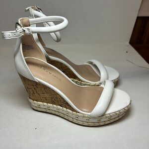 BCBGeneration White Wedge Espadrille Sandals